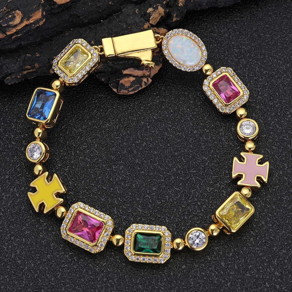 18K Gold Plated Multicolor Gemstone Necklace