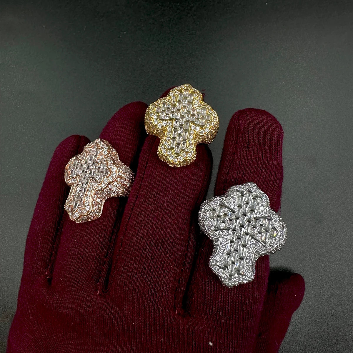 Iced Out Zircon Cross Ring
