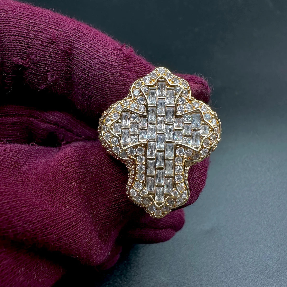 Iced Out Zircon Cross Ring