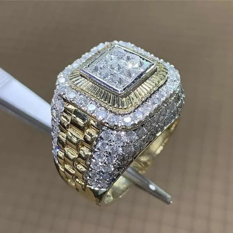 Gold Zircon Hip Hop Ring