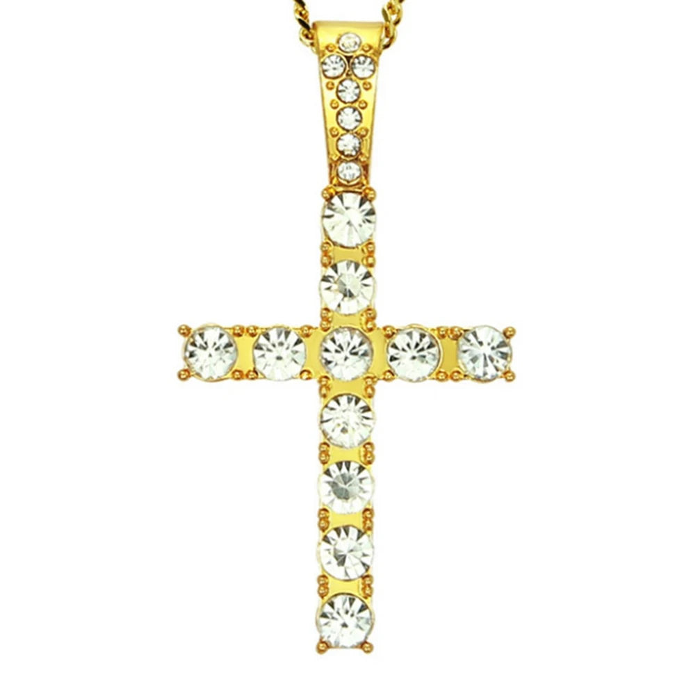 Diamond Ankh & Cross Pendant "Iced Gold Necklace Set"
