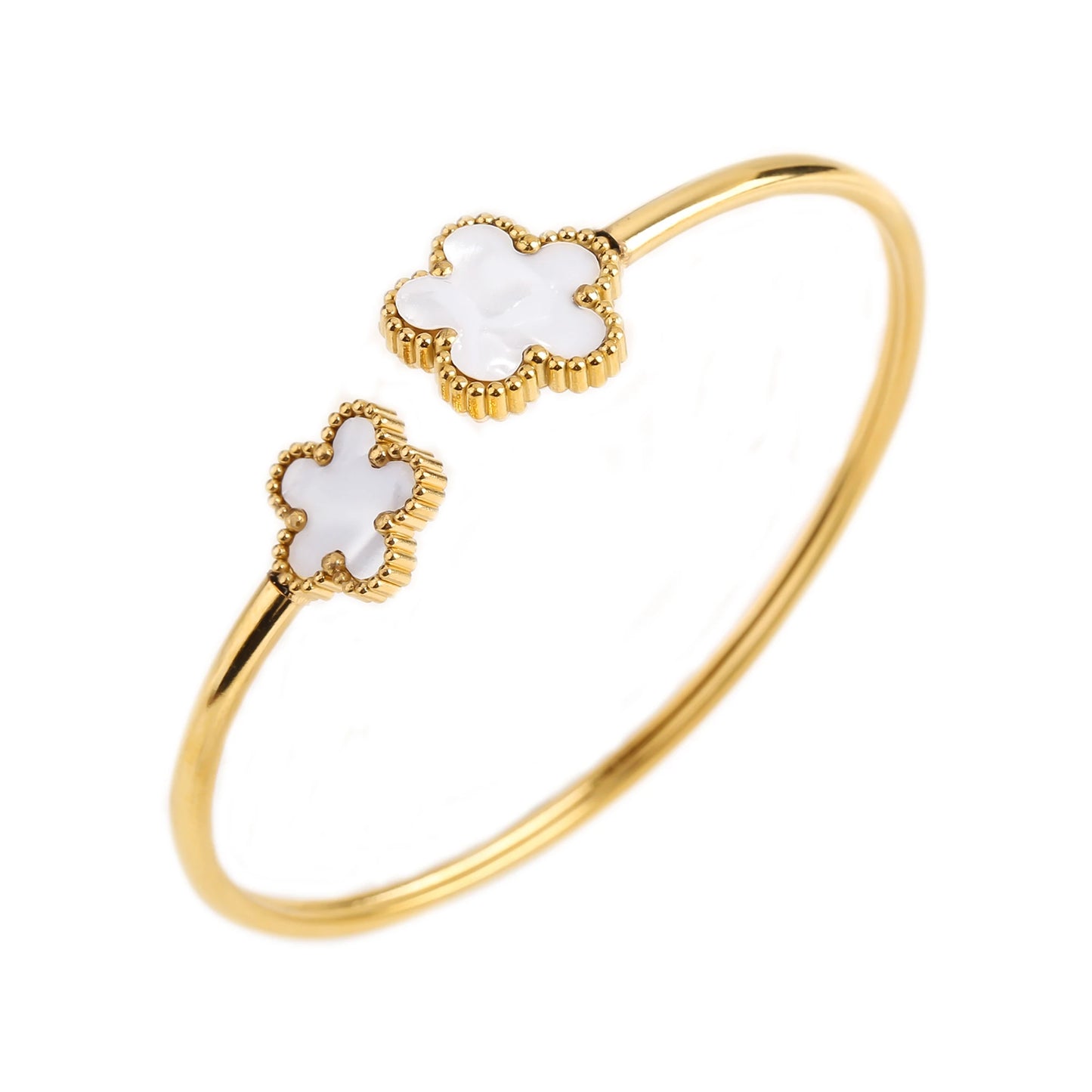 18K Gold Plated Clover Flower Bangle