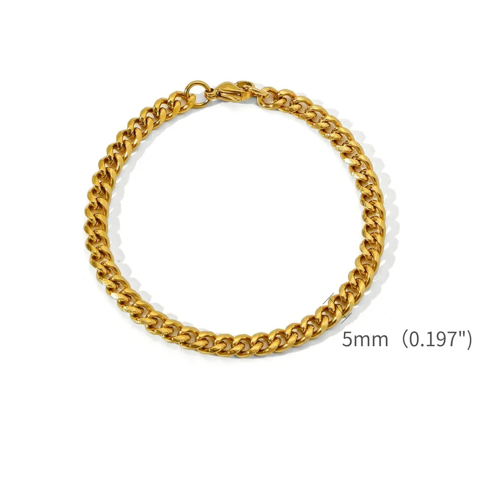 Gold Stainless Steel Cuban Bracelet