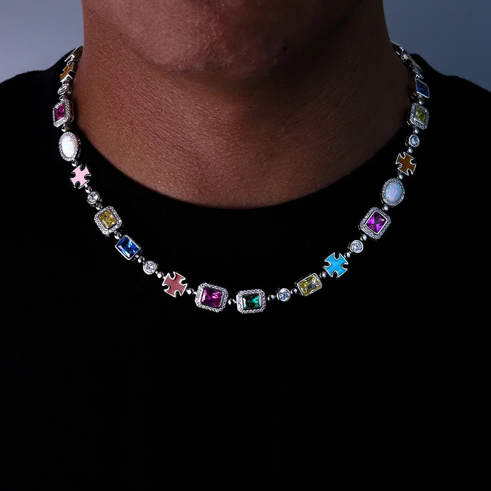 18K Gold Plated Multicolor Gemstone Necklace