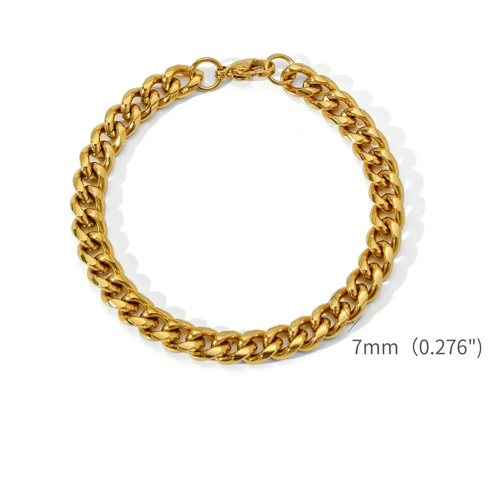 Gold Stainless Steel Cuban Bracelet