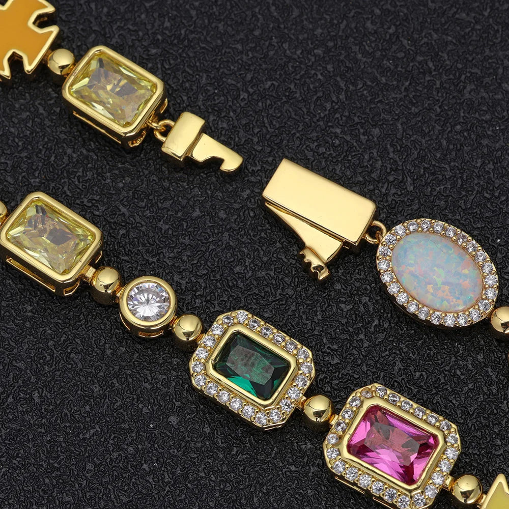 18K Gold Plated Multicolor Gemstone Necklace