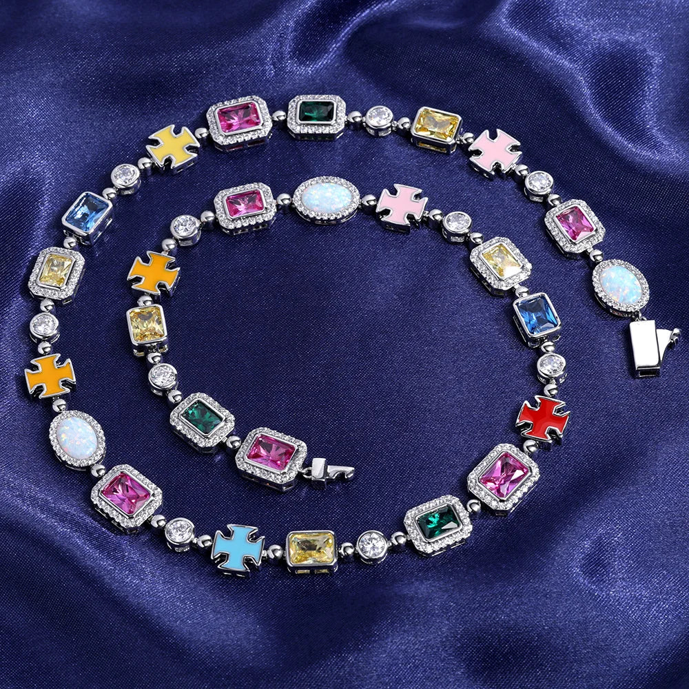 18K Gold Plated Multicolor Gemstone Necklace