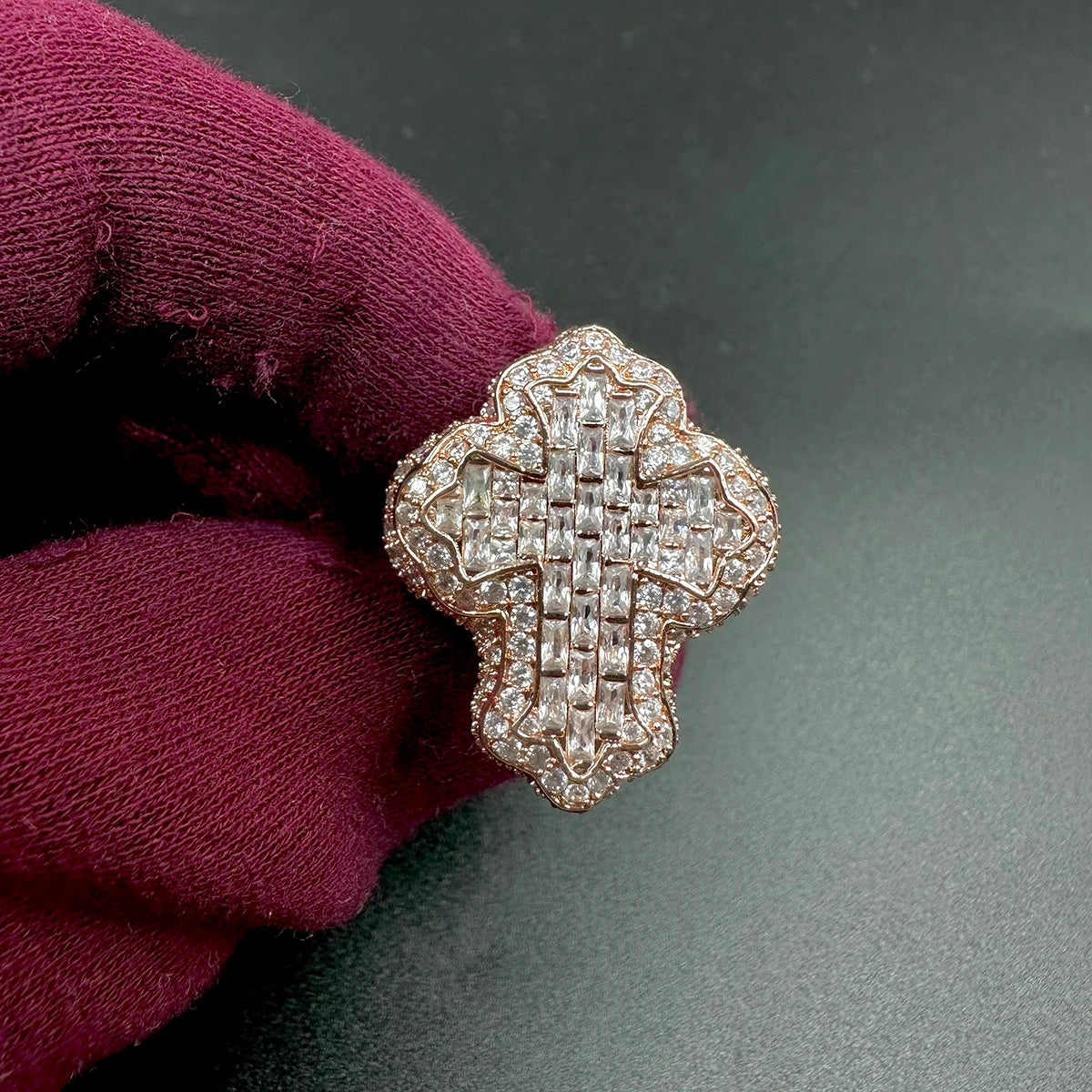 Iced Out Zircon Cross Ring