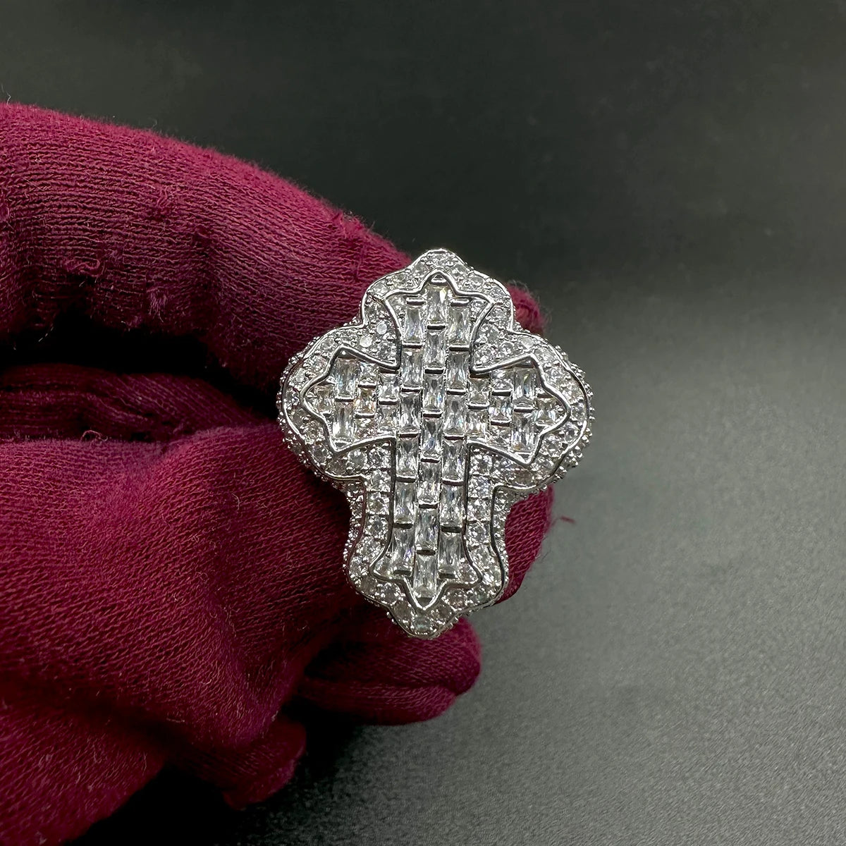 Iced Out Zircon Cross Ring