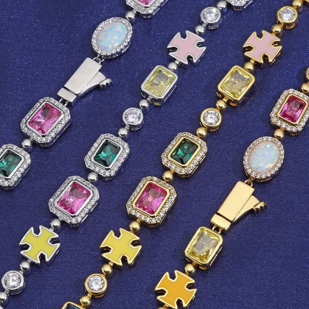18K Gold Plated Multicolor Gemstone Necklace