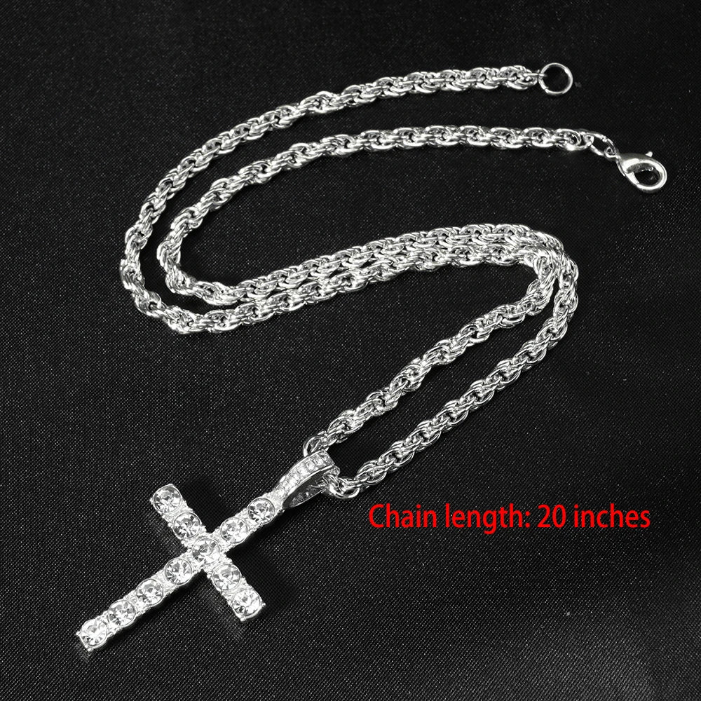 Iced Out Stacked Cross Pendant Necklace