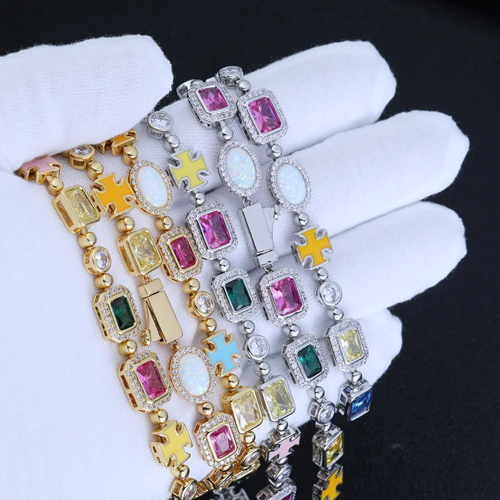 18K Gold Plated Multicolor Gemstone Necklace
