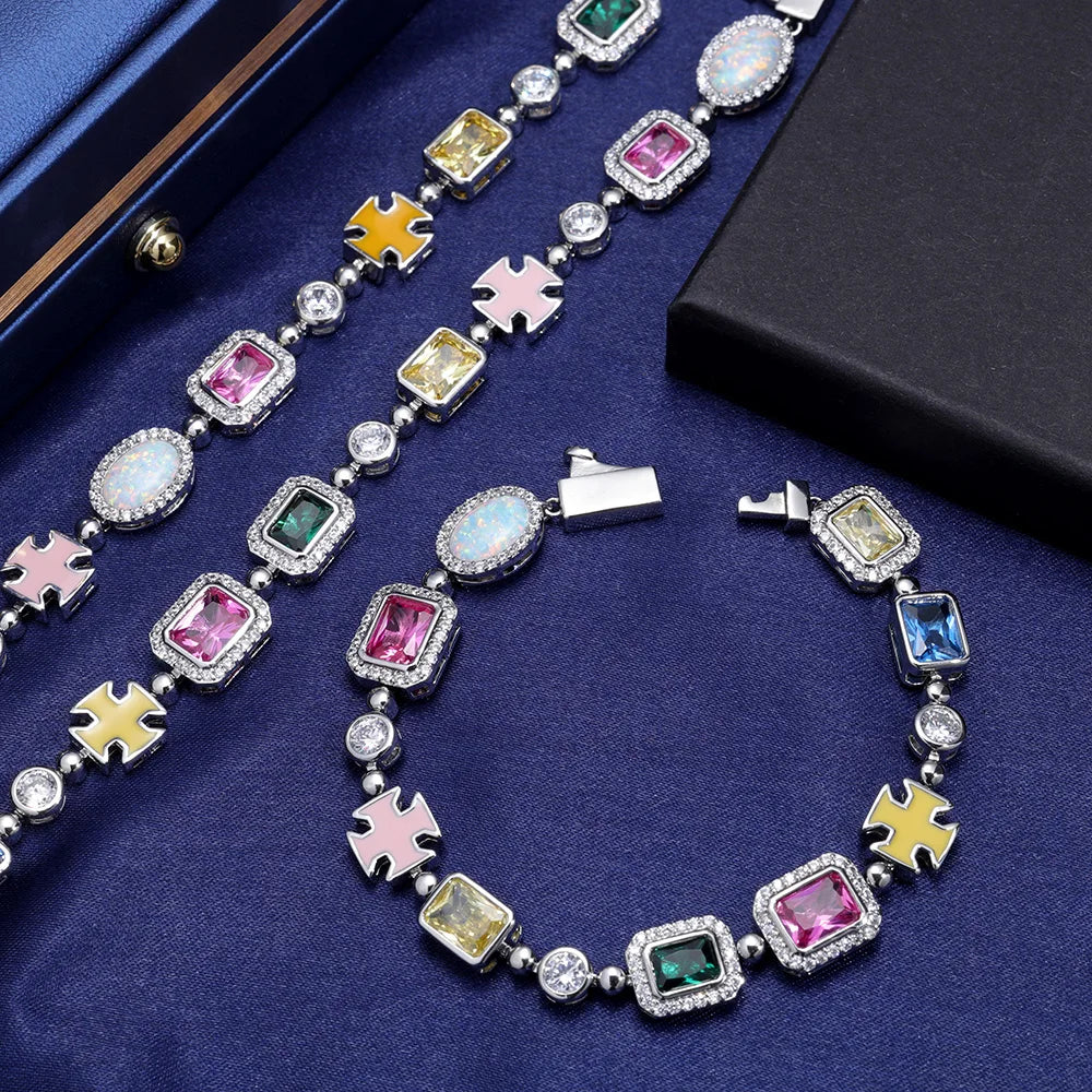 18K Gold Plated Multicolor Gemstone Necklace