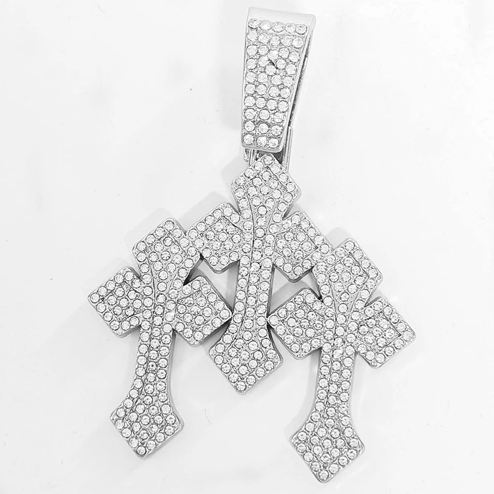 Iced Out Stacked Cross Pendant Necklace