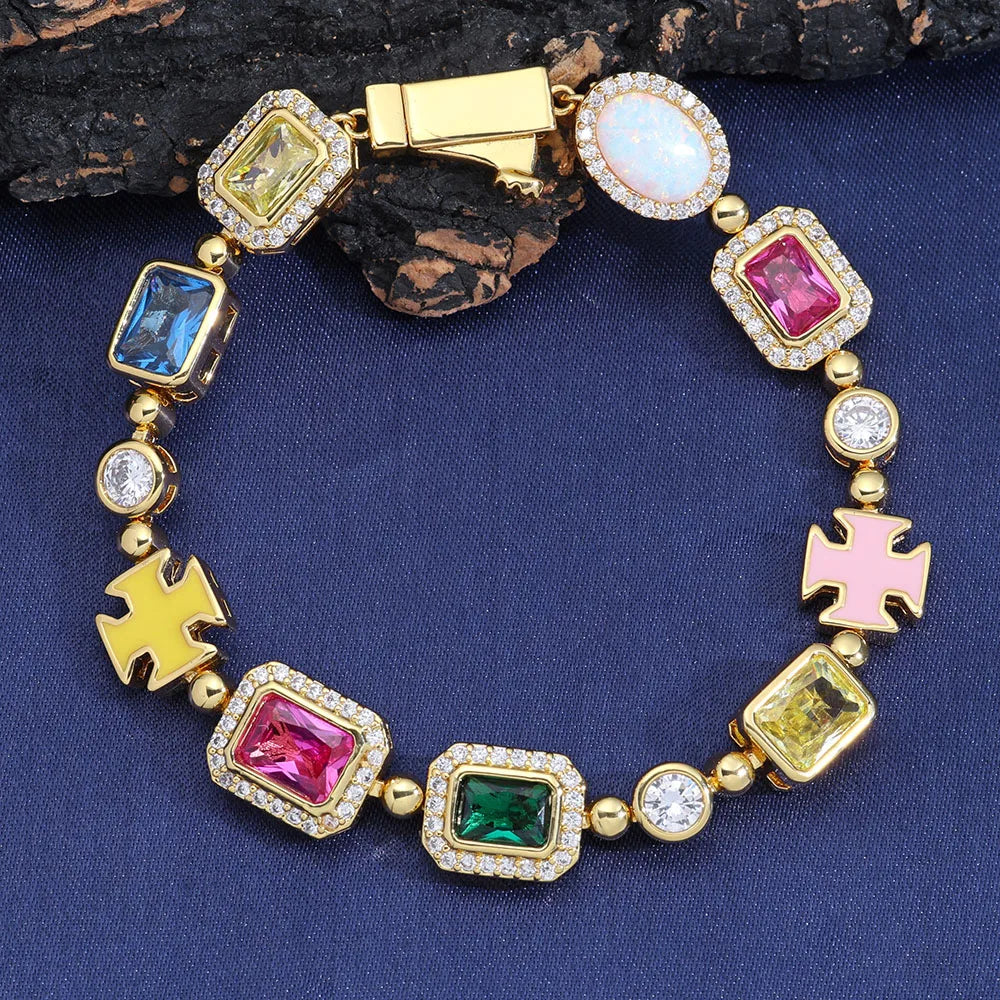 18K Gold Plated Multicolor Gemstone Necklace