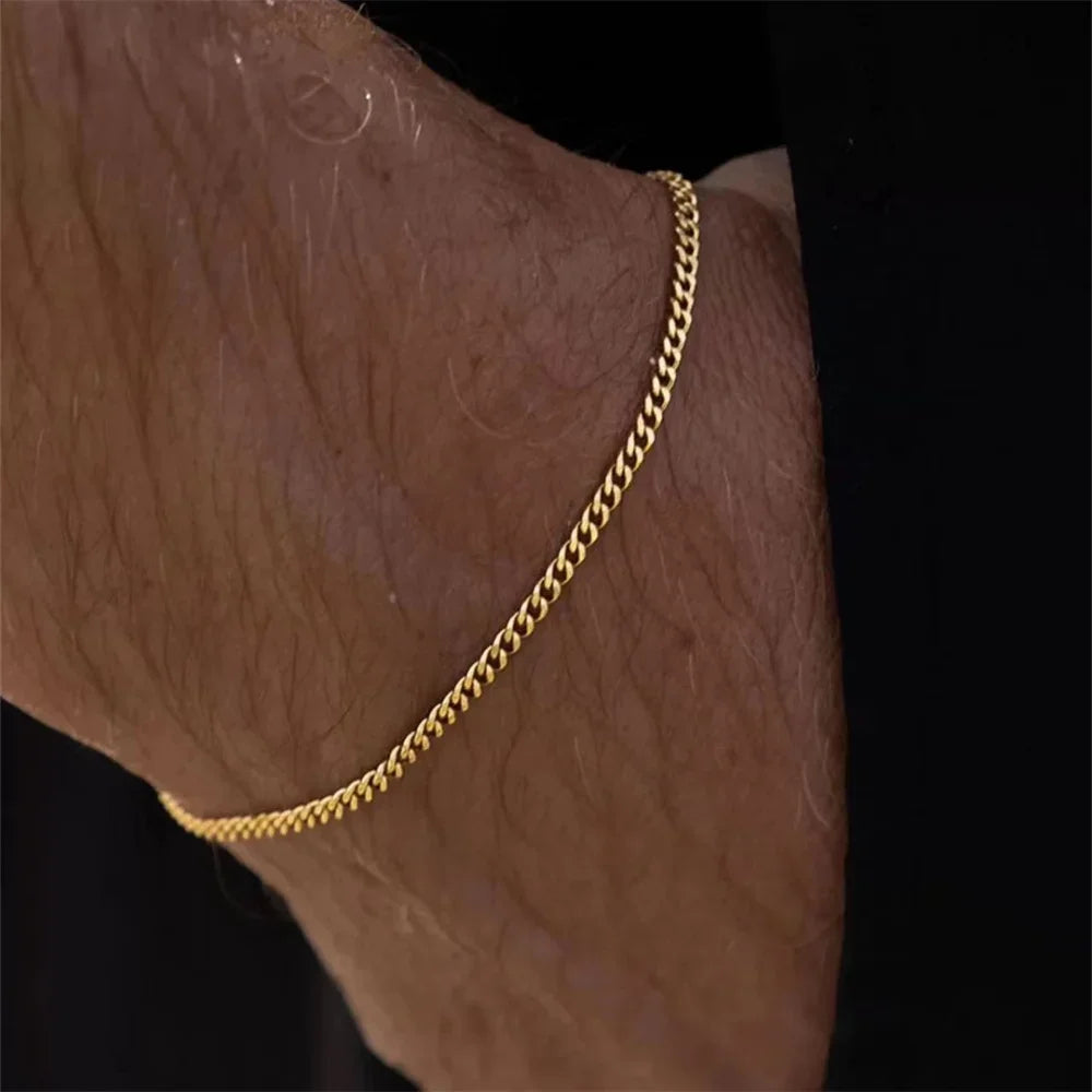 Gold Stainless Steel Cuban Bracelet