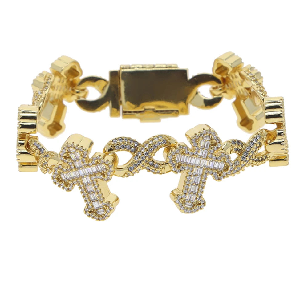 Iced Out Cross Infinity Cuban Bracelet