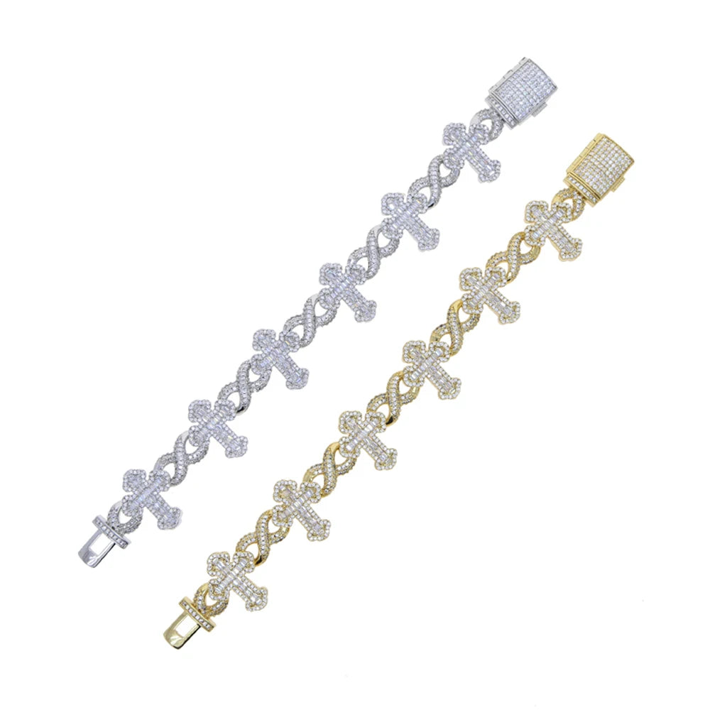 Iced Out Cross Infinity Cuban Bracelet
