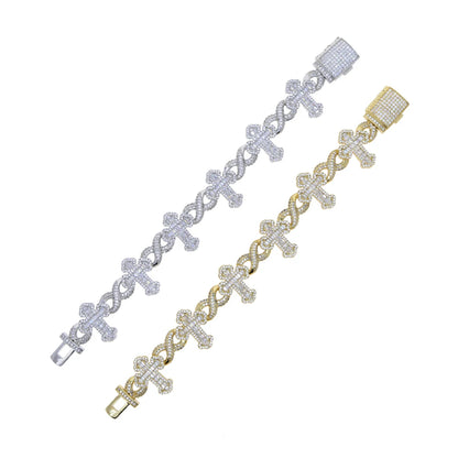 Iced Out Cross Infinity Cuban Bracelet