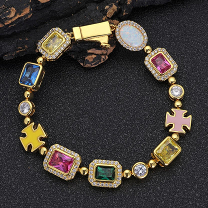 18K Gold Plated Multicolor Gemstone Necklace