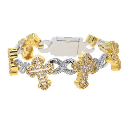 Iced Out Cross Infinity Cuban Bracelet