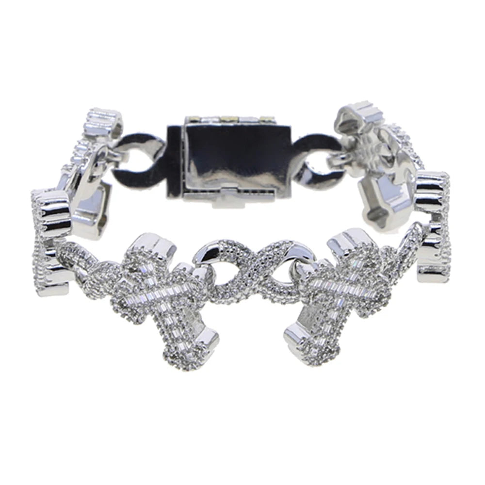 Iced Out Cross Infinity Cuban Bracelet