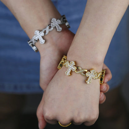 Iced Out Cross Infinity Cuban Bracelet