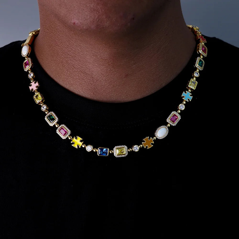 18K Gold Plated Multicolor Gemstone Necklace