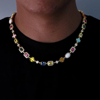 18K Gold Plated Multicolor Gemstone Necklace