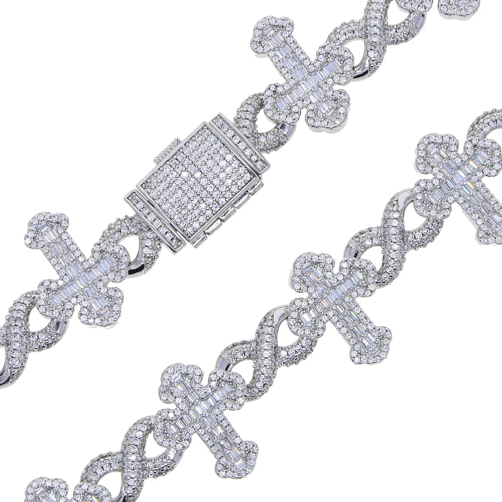 Iced Out Cross Infinity Cuban Bracelet