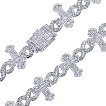 Iced Out Cross Infinity Cuban Bracelet