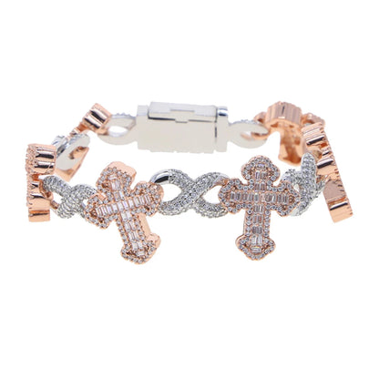 Iced Out Cross Infinity Cuban Bracelet