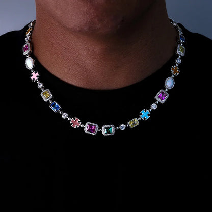 18K Gold Plated Multicolor Gemstone Necklace