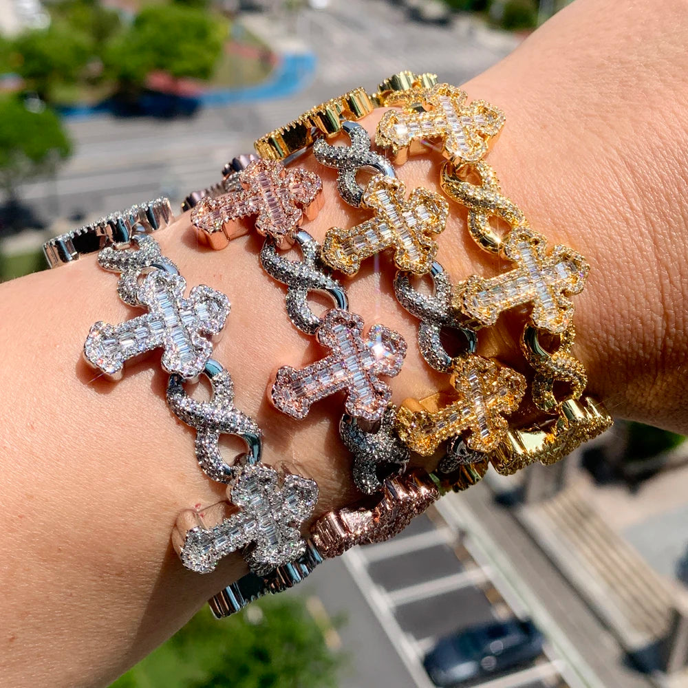 Iced Out Cross Infinity Cuban Bracelet