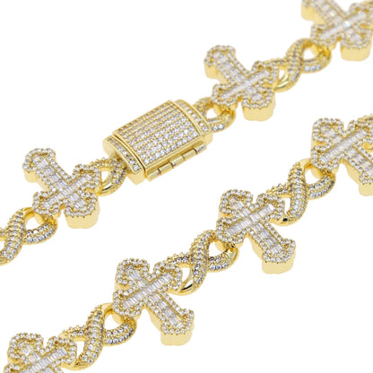 Iced Out Cross Infinity Cuban Bracelet