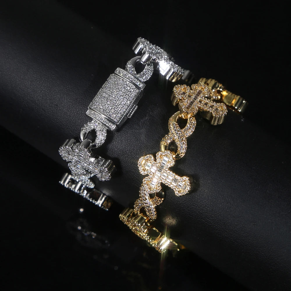 Iced Out Cross Infinity Cuban Bracelet