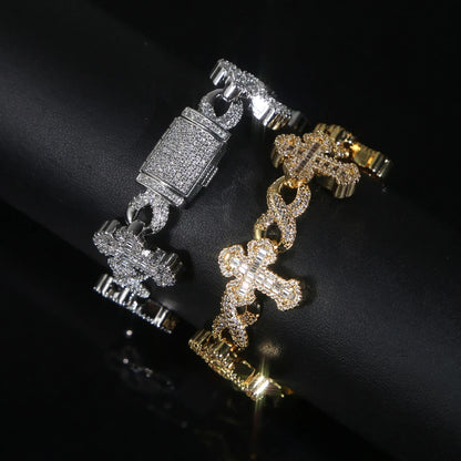 Iced Out Cross Infinity Cuban Bracelet