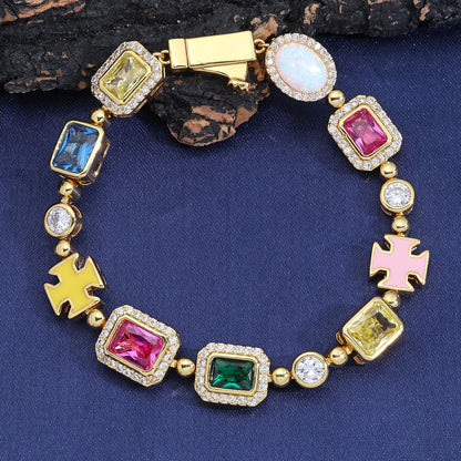 18K Gold Plated Multicolor Gemstone Necklace