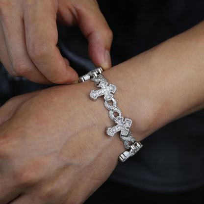Iced Out Cross Infinity Cuban Bracelet